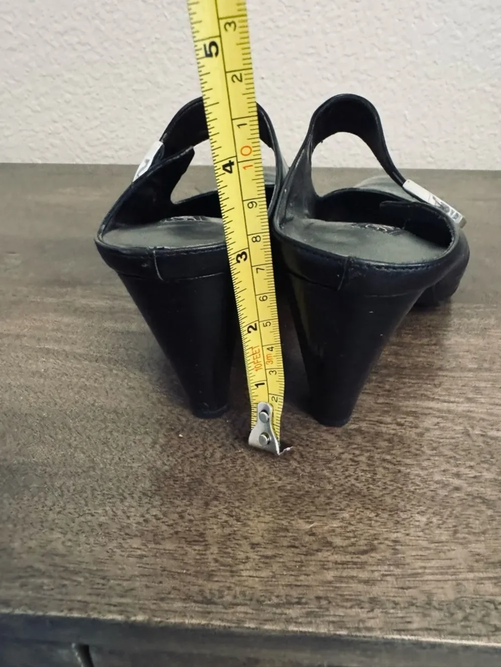 Brighton Beau Black Patent Silver Open Back Heels 7.5